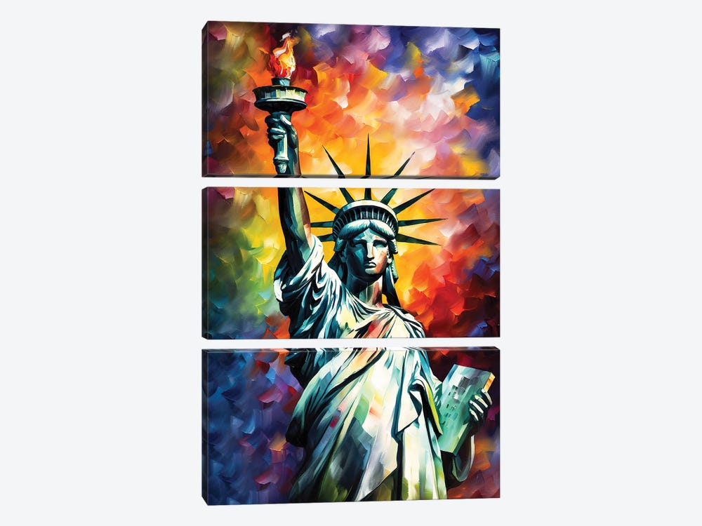Statue Of Liberty Painting II by Mark Ashkenazi 3-piece Canvas Artwork