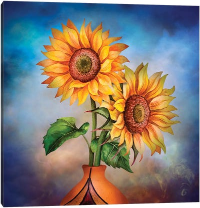 Sunflowers Painting Canvas Art Print - Mark Ashkenazi