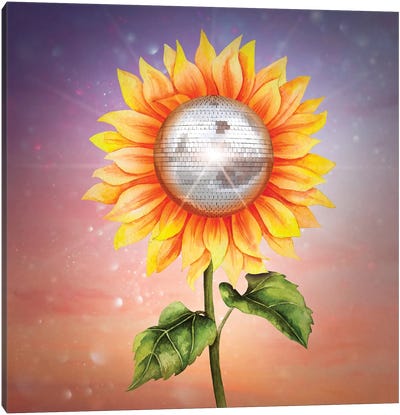 Sunflower Disco Ball Canvas Art Print - Disco Balls