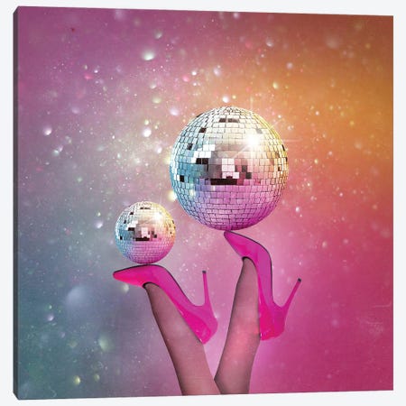 Disco Ball Pink Party Canvas Print #MKH212} by Mark Ashkenazi Canvas Artwork