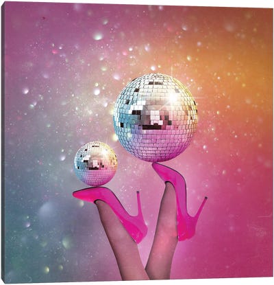 Disco Ball Pink Party Canvas Art Print - Y2K