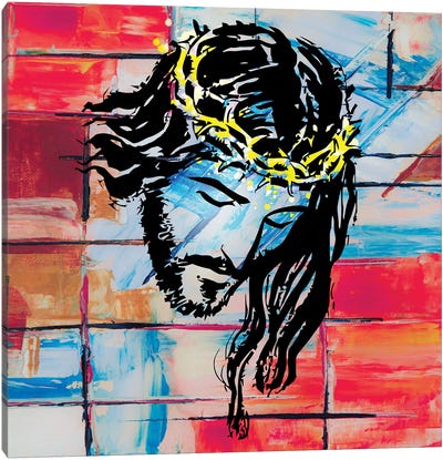 Jesus Abstract Portrait Canvas Art Print - Mark Ashkenazi
