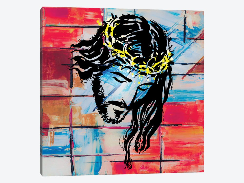 Jesus Abstract Portrait by Mark Ashkenazi 1-piece Canvas Print