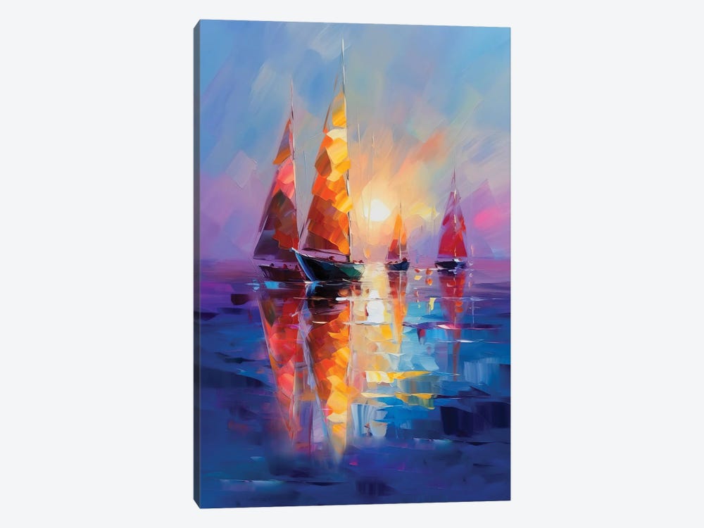 Sailboats In A Calm Sunset by Mark Ashkenazi 1-piece Art Print
