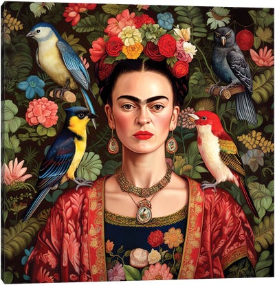 Frida Kahlo V Canvas Art Print - Celebrity Art