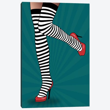 Feet With Striped Tights Canvas Print #MKH28} by Mark Ashkenazi Canvas Art Print