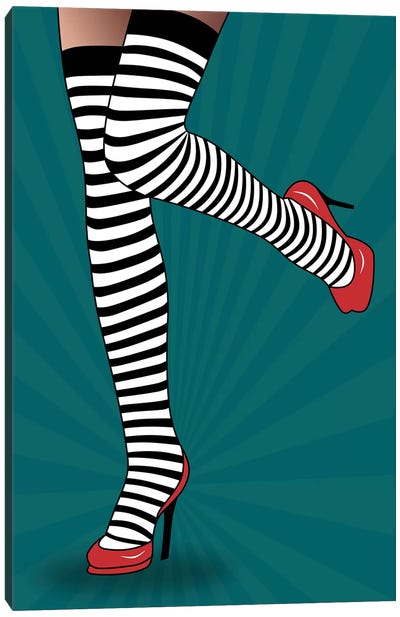 Feet With Striped Tights Canvas Art Print - Mark Ashkenazi