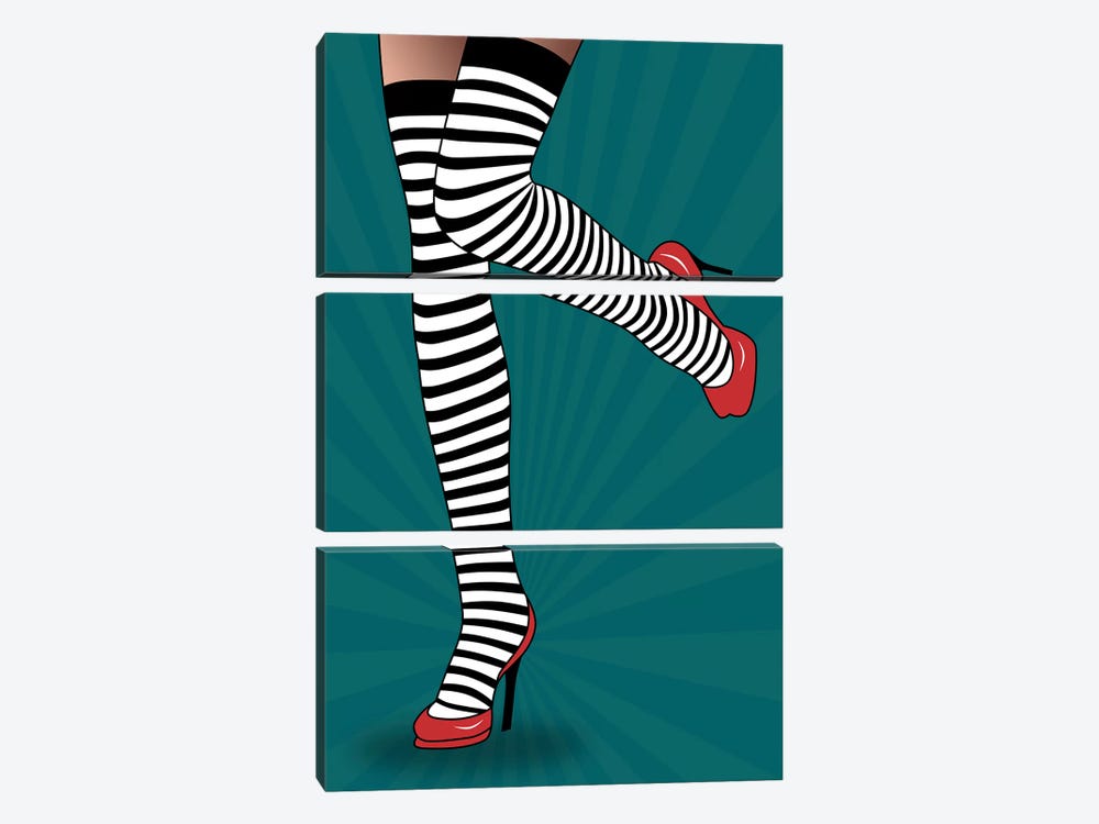 Feet With Striped Tights by Mark Ashkenazi 3-piece Canvas Print