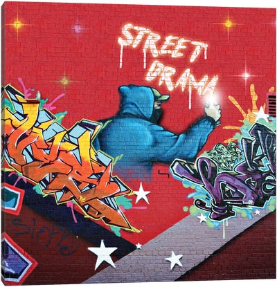 Graffiti Street Drama Canvas Art Print - Mark Ashkenazi