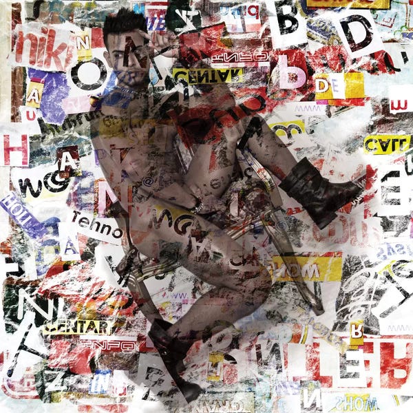 Bathroom Nudes: Male Figure Mixed Media by Mark Ashkenazi