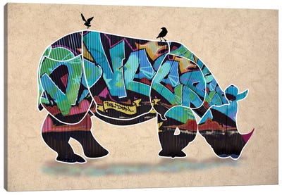 Rhino II Canvas Art Print - Similar to Banksy