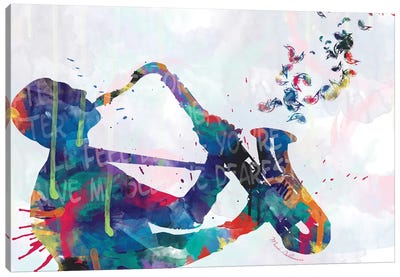 Sax-Player Saxophone Canvas Art Print - Art by Middle Eastern Artists