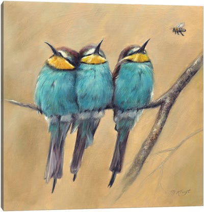 The Challenger - Bee-Eaters Birds Canvas Art Print - Marjolein Kruijt