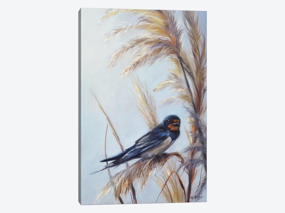 Barn Swallow With Reed Plumes by Marjolein Kruijt 1-piece Canvas Artwork