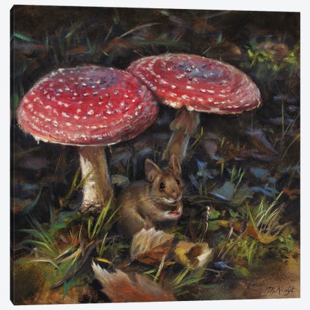 Dangerous Appetite- Wood Mouse Canvas Print #MKJ12} by Marjolein Kruijt Canvas Artwork