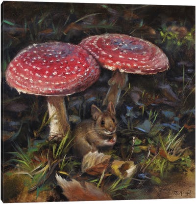 Dangerous Appetite- Wood Mouse Canvas Art Print - Mouse Art