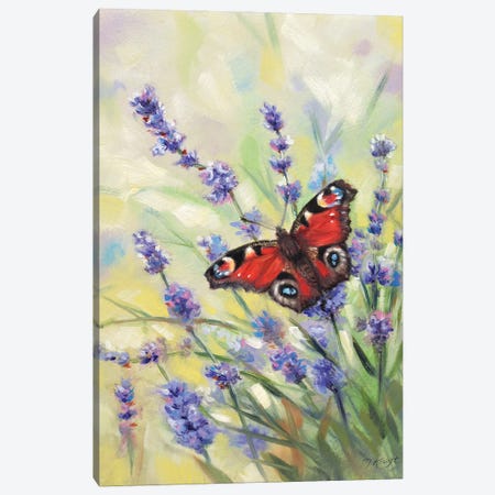 Summer - Peacock Butterfly On Lavender Canvas Print #MKJ16} by Marjolein Kruijt Canvas Print