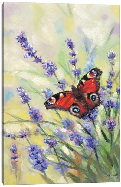Summer - Peacock Butterfly On Lavender Canvas Art Print - Marjolein Kruijt