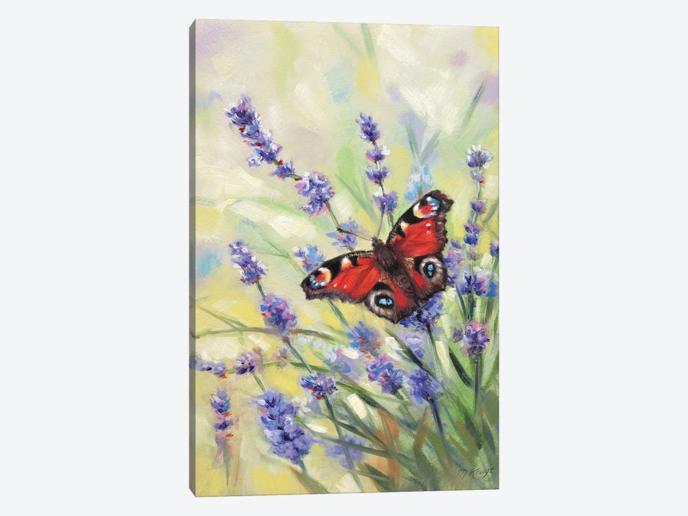Summer - Peacock Butterfly On Lavender by Marjolein Kruijt 1-piece Canvas Art Print