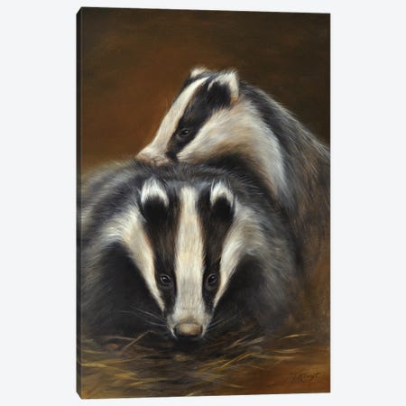 Playtime - Young Badgers Canvas Print #MKJ19} by Marjolein Kruijt Canvas Wall Art