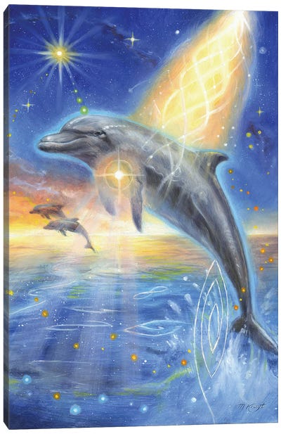 Dolphin - Live Joyful In The Now Canvas Art Print - Dolphin Art