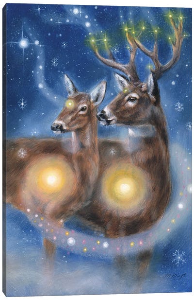 Deer - Trust The Universe Canvas Art Print - Winter Wonderland