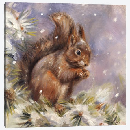 Snowflakes - Squirrel Canvas Print #MKJ26} by Marjolein Kruijt Canvas Art