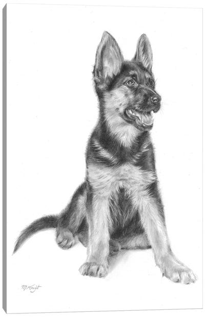 Joyful Shepherd Dog Puppy Canvas Art Print - German Shepherd Art