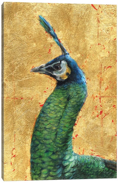 Golden Peacock Canvas Art Print - Marjolein Kruijt