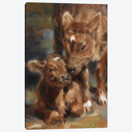 Siblings - Cow Calfs Canvas Print #MKJ38} by Marjolein Kruijt Canvas Wall Art