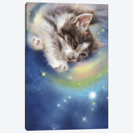 Release - Kitten In Galaxy Canvas Print #MKJ39} by Marjolein Kruijt Canvas Art