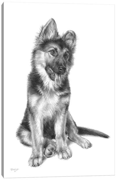 Happy Shepherd Dog Puppy Canvas Art Print - German Shepherd Art