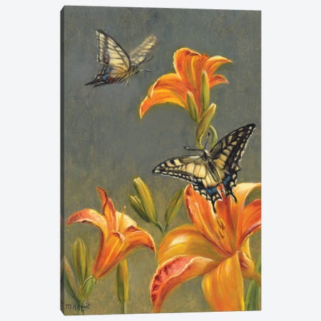 Old World Swallowtails On Lilies Canvas Print #MKJ45} by Marjolein Kruijt Canvas Artwork