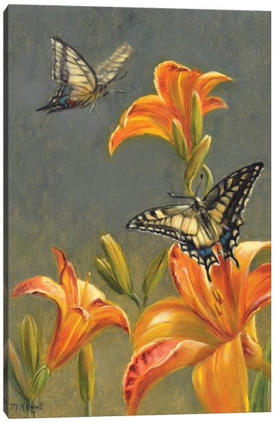 Old World Swallowtails On Lilies Canvas Art Print - Marjolein Kruijt