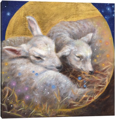 Divinity - Lambs Canvas Art Print - Nativity Scene Art