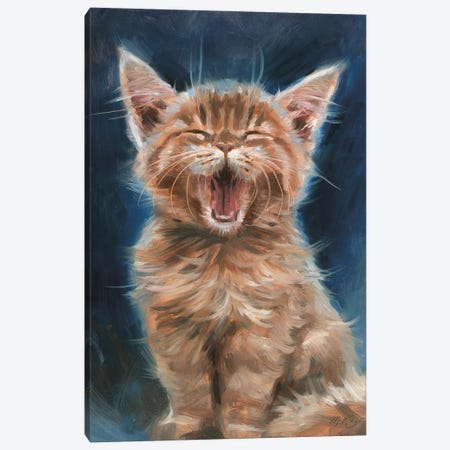 Bedtime - Yawning Kitten Canvas Print #MKJ52} by Marjolein Kruijt Canvas Art