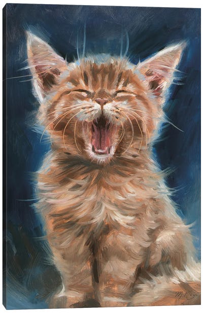 Bedtime - Yawning Kitten Canvas Art Print - Kitten Art