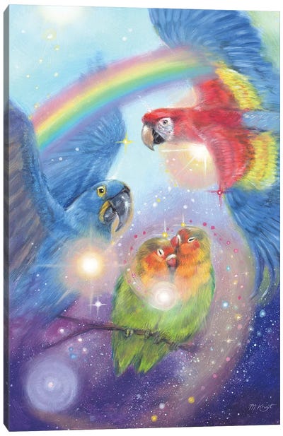 The Joy Of Life - Parrots Canvas Art Print - Rainbow Art