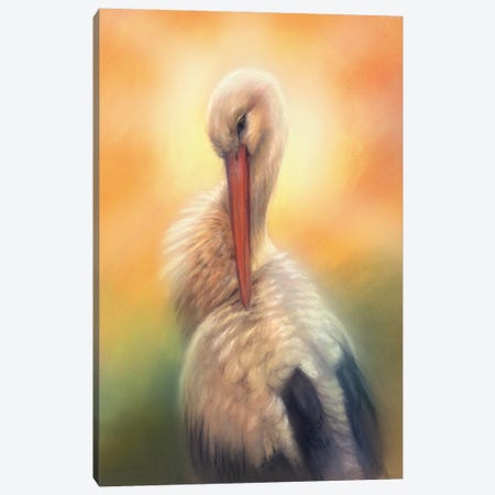 Golden Stork Canvas Print #MKJ71} by Marjolein Kruijt Canvas Artwork