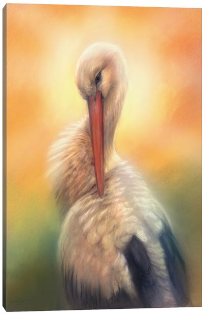 Golden Stork Canvas Art Print - Stork Art