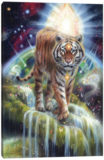 Tiger - Guardian Of The Light Canvas Art Print - Illuminated Oil Paintings
