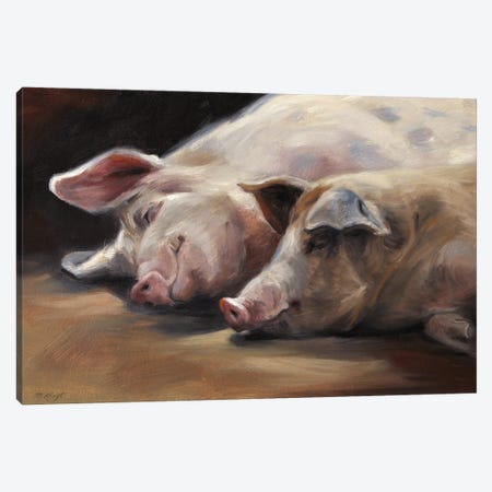 Pigs - Sleeping Beauties Canvas Print #MKJ80} by Marjolein Kruijt Canvas Print