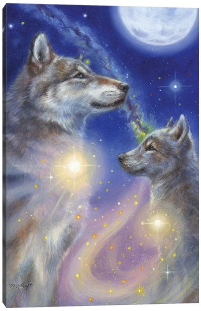 Magical Moon - Wolf Canvas Art Print - Marjolein Kruijt