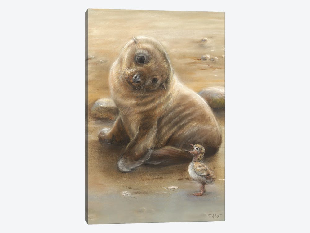 New Friends - Sea Lion And Tern Baby by Marjolein Kruijt 1-piece Canvas Art Print