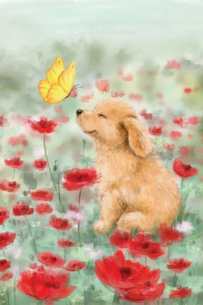 Golden with Butterfly by MAKIKO framed canvas print