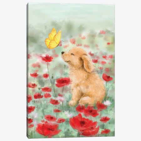 Golden with Butterfly Canvas Print #MKK119} by MAKIKO Canvas Print