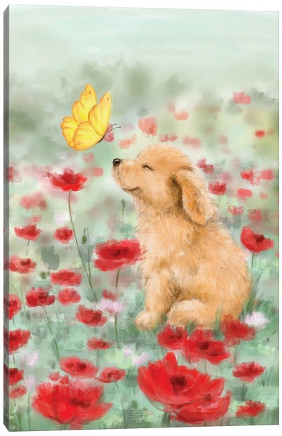 Golden with Butterfly Canvas Art Print - MAKIKO