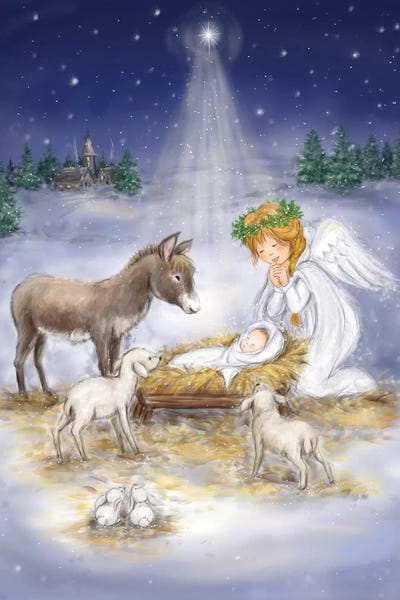 Donkeys: Nativity with angel by MAKIKO