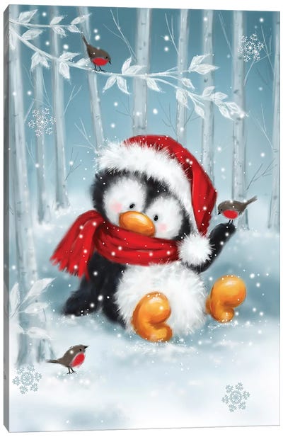 Penguin I Canvas Art Print - Christmas Animal Art
