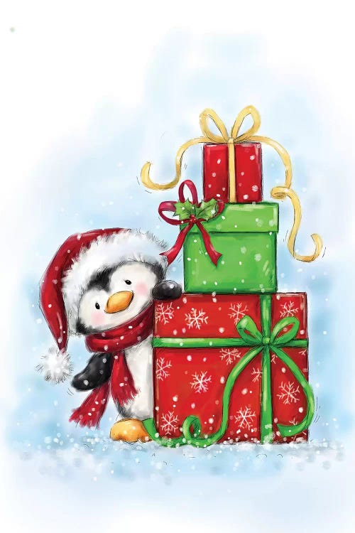 Penguin And Presents by MAKIKO wall art